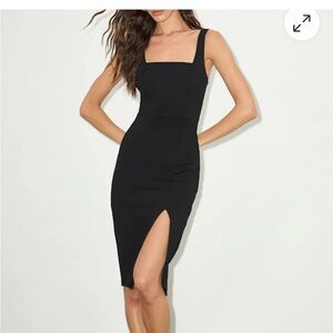 Lulus Black Bodycon Midi Dress with Slit size small